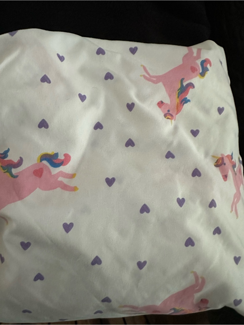 Urban Dreams (Macy’s)  White Pink Unicorn and Purple Heart twin sheets.